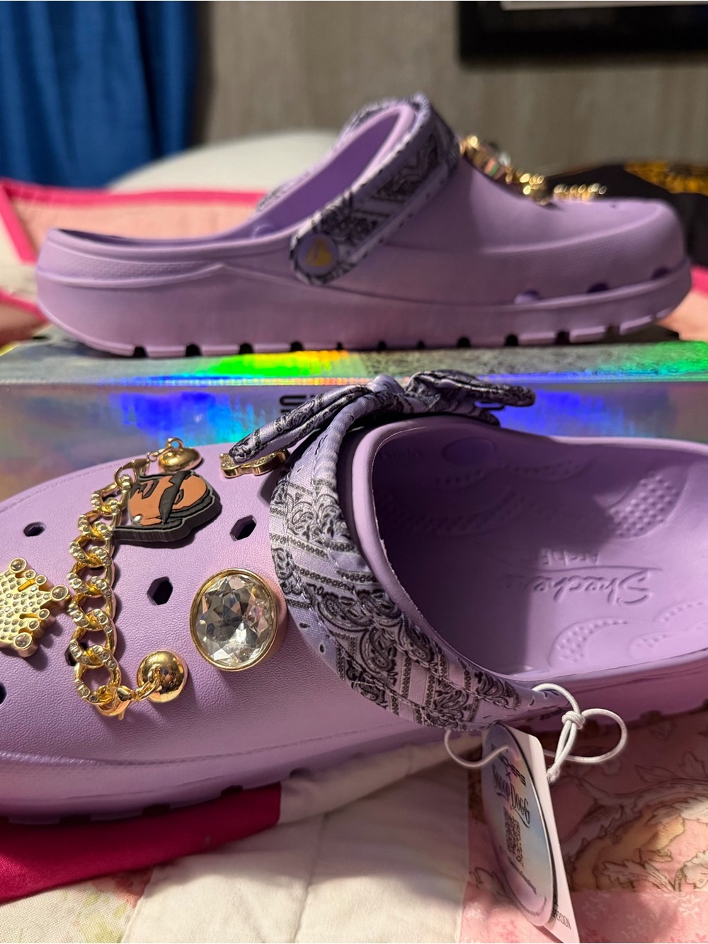 Skechers Lavender Snoop Dogg Slip-On Clogs with Decorative Charms
